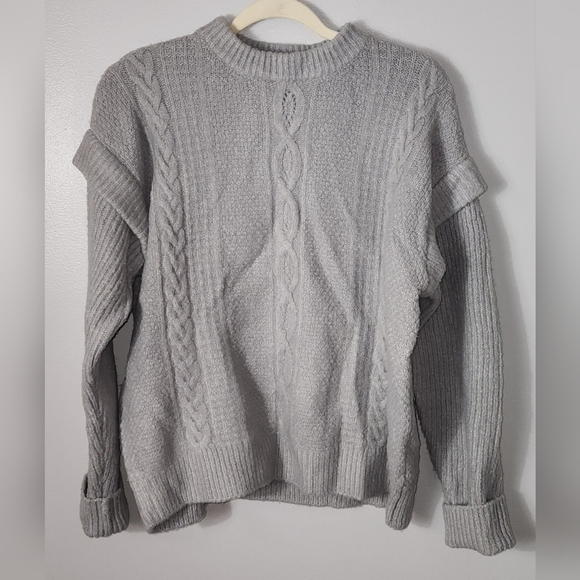 Elan Light Gray Cozy Knit Mock Neck Sweater Size Small - Picture 4 of 10